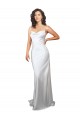 Achat Blanc Fourreau Balayage train Satiné Soyeux Simple Plage Robes de mariée