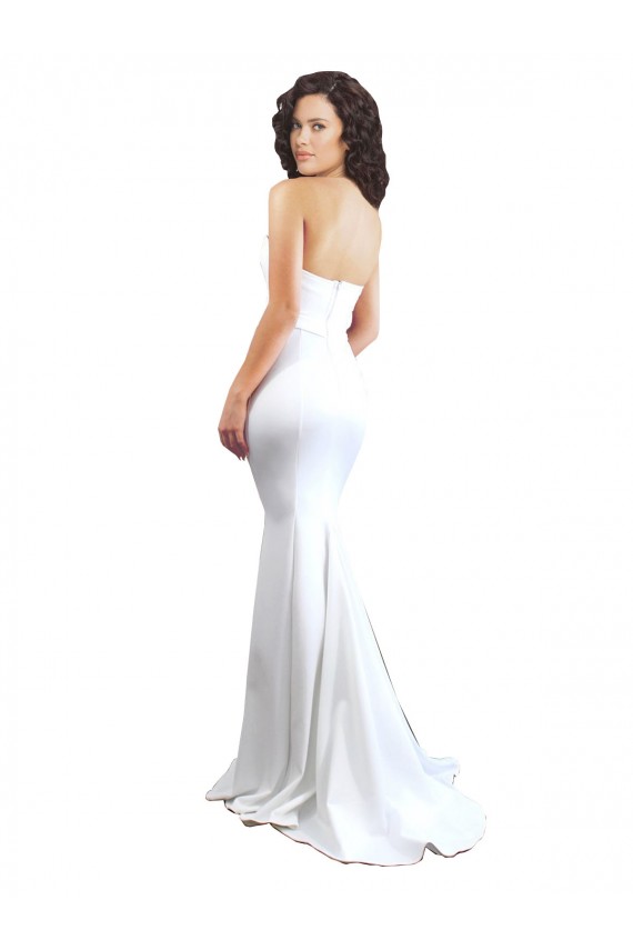 Achat Blanc Sirène Sans bretelle Col Haut Crêpe Stretch Longue Formelles Robes demoiselle d'honneur / Robes de soirée / Robes de bal
