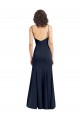 Achat Bleu marine foncé Fourreau Col Haut Bretelles spaghetti Crêpe Stretch Longue Formelles Robes demoiselle d'honneur / Robes de soirée / Robes de bal