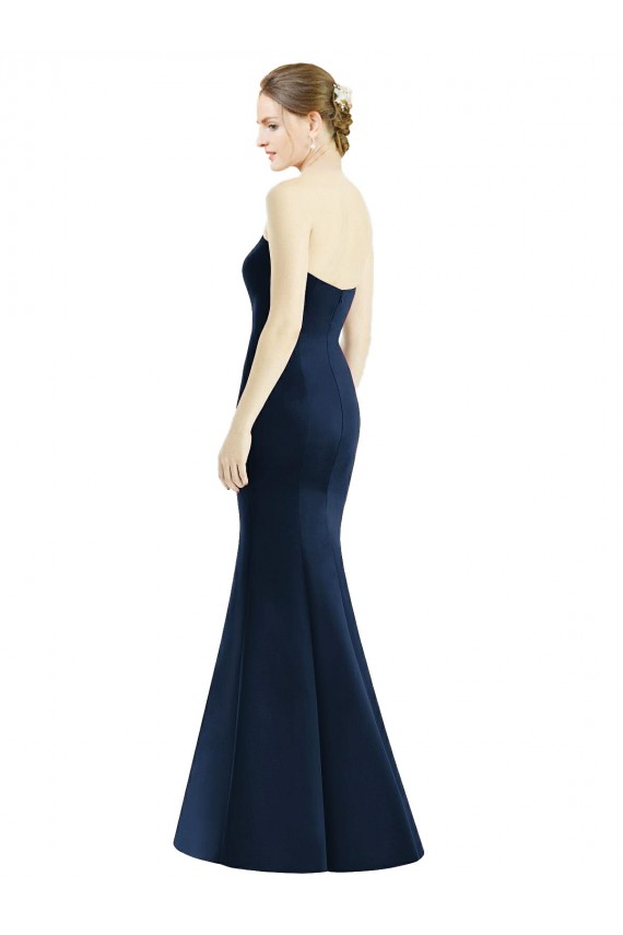 Achat Bleu marine foncé Sirène Satiné Longue Robes demoiselle d'honneur