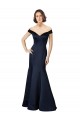 Achat Bleu marine foncé Sirène Épaule Dénudée Col V Satiné Longue Robes demoiselle d'honneur / Robes de bal