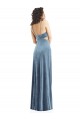 Achat Bleu poussiéreux Fourreau Col Carré Velours Stretch Longue Formelles Robes demoiselle d'honneur / Robes de soirée / Robes de bal