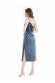 Achat Bleu poussiéreux Fourreau Velours Stretch Longue Robes demoiselle d'honneur / Robes de bal