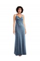 Achat Bleu poussiéreux Fourreau Velours Stretch Longue Robes demoiselle d'honneur / Robes de bal