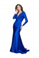 Achat Bleu roi Sirène Col V Satiné Soyeux Longue Formelles Robes demoiselle d'honneur / Robes de soirée / Robes de bal