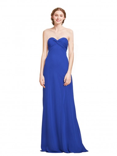 Achat Bleu roi Trapèze Mousseline Longue Robes demoiselle d'honneur