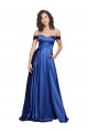 Achat Bleu roi Trapèze Épaule Dénudée Balayage train Satiné Stretch Longue Formelles Robes demoiselle d'honneur / Robes de soirée / Robes de bal