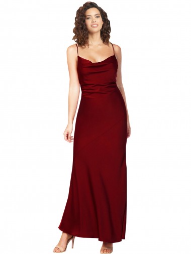 Achat Bordeaux Fourreau Satiné Soyeux Longue Formelles Robes demoiselle d'honneur / Robes de soirée / Robes de bal