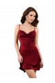 Achat Bordeaux Fourreau midi Satiné Soyeux Courte Robes demoiselle d'honneur / Robes de soirée / Robes de cocktail