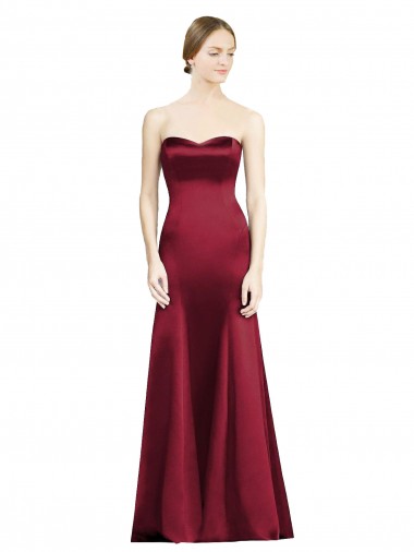 Achat Bordeaux Sirène Satiné Longue Robes demoiselle d'honneur