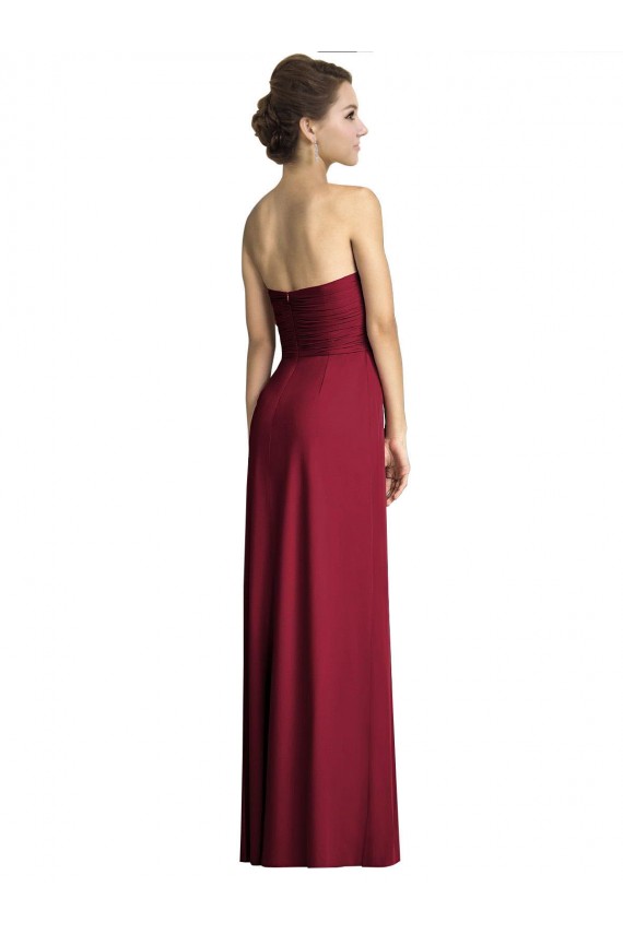 Achat Bordeaux Trapèze Mousseline Longue Robes demoiselle d'honneur
