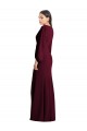 Achat Bordeaux foncé Trompette Col V Crêpe Stretch Longue Robes demoiselle d'honneur / Robes de bal