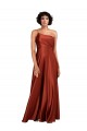 Achat Burnt Trapèze Satiné Soyeux Longue Formelles Robes demoiselle d'honneur / Robes de soirée / Robes de bal