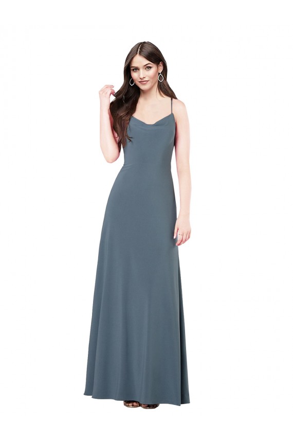 Achat Gris ardoise Trapèze Col V Spandex Longue Robes demoiselle d'honneur / Robes de bal