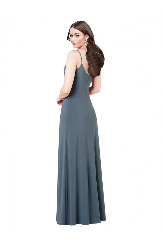 Achat Gris ardoise Trapèze Col V Spandex Longue Robes demoiselle d'honneur / Robes de bal