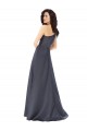 Achat Gris ardoise Trapèze Satiné Longue Formelles Robes demoiselle d'honneur / Robes de soirée / Robes de bal