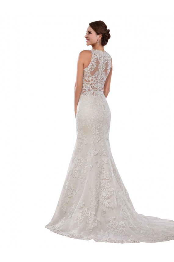 Achat Ivoire Sirène Col Haut Dentelle Robes de mariée