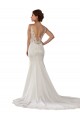 Achat Ivoire Sirène Col V Dentelle Crêpe Stretch Robes de mariée