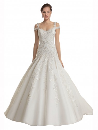 Achat Ivoire Sirène Épaule Dénudée Balayage train Tulle Dentelle Robes de mariée