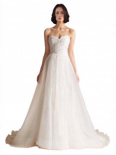 Achat Ivoire Trapèze Balayage train Tulle Robes de mariée