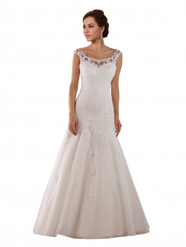 Achat Ivoire Trapèze Scoop Tulle Robes de mariée