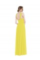 Achat Jaune Trapèze Bretelles spaghetti Mousseline Longue Robes demoiselle d'honneur