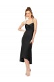 Achat Noir Fourreau midi Satiné Soyeux Courte Asymétrique Robes demoiselle d'honneur / Robes de soirée / Robes de cocktail