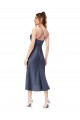 Achat Noir Fourreau midi Satiné Soyeux Courte Asymétrique Robes demoiselle d'honneur / Robes de soirée / Robes de cocktail