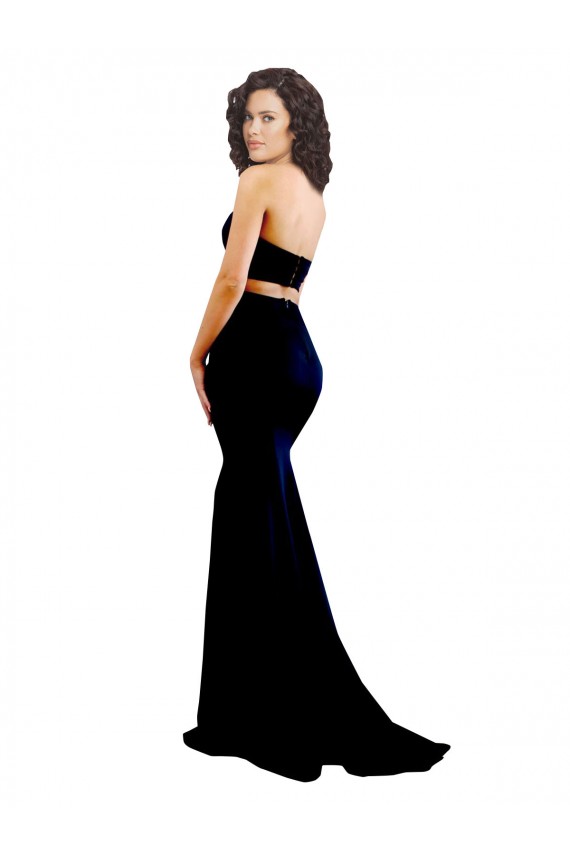 Achat Noir Sirène Col Haut Crêpe Stretch Longue Formelles Robes demoiselle d'honneur / Robes de soirée / Robes de bal