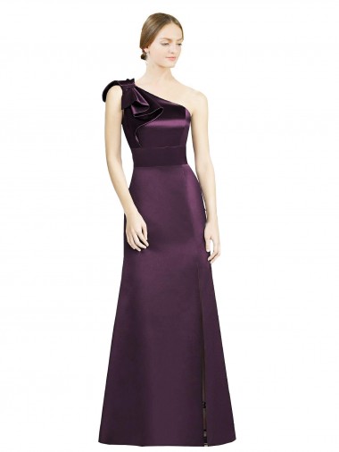Achat Pourpre Sirène Satiné Longue Robes demoiselle d'honneur