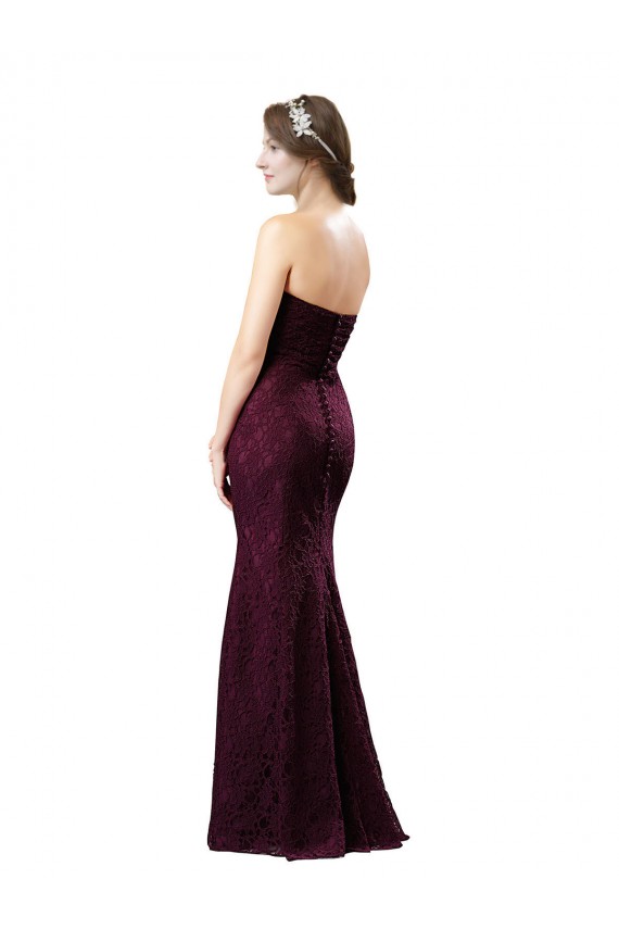 Achat Pourpre Trapèze Dentelle Longue Robes demoiselle d'honneur