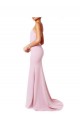 Achat Rose Sirène Bretelles spaghetti Col Carré Crêpe Stretch Longue Robes demoiselle d'honneur / Robes de bal