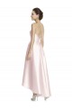 Achat Rose Trapèze Bretelles spaghetti Satiné Longue Asymétrique Robes demoiselle d'honneur