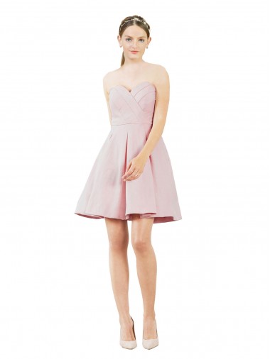 Achat Rose Trapèze Satiné Courte Robes demoiselle d'honneur / Robes de cocktail
