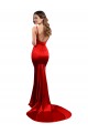 Achat Rouge Sirène Satiné Stretch Longue Formelles Robes demoiselle d'honneur / Robes de soirée / Robes de bal