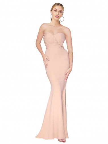 Achat Sirène Col Haut Crêpe Stretch Longue Formelles Robes demoiselle d'honneur / Robes de soirée / Robes de bal