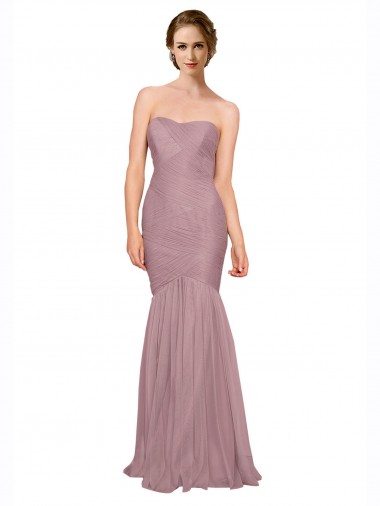 Achat Sirène Sans bretelle Tulle Longue Robes demoiselle d'honneur