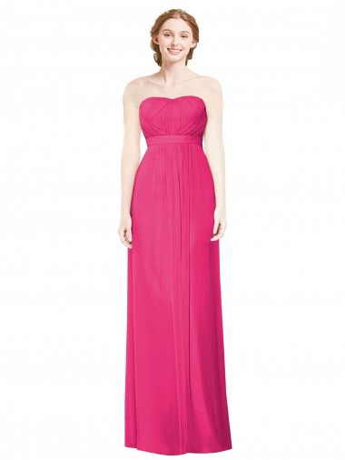 Achat Trapèze Sans bretelle Mousseline Longue Robes demoiselle d'honneur