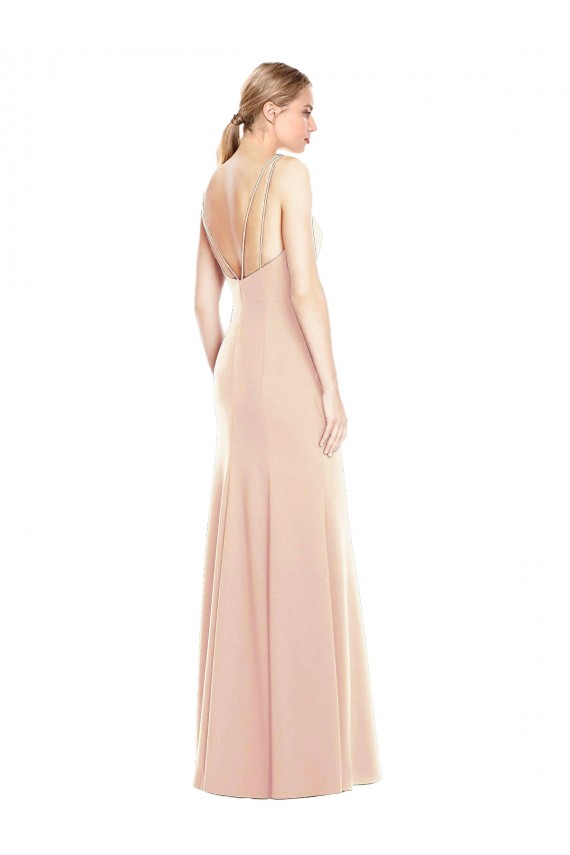 Achat Trompette Bateau Crêpe Stretch Longue Robes demoiselle d'honneur / Robes de bal