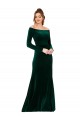 Achat Vert foncé Fourreau Épaule Dénudée Velours Stretch Longue Formelles Robes demoiselle d'honneur / Robes de soirée / Robes de bal