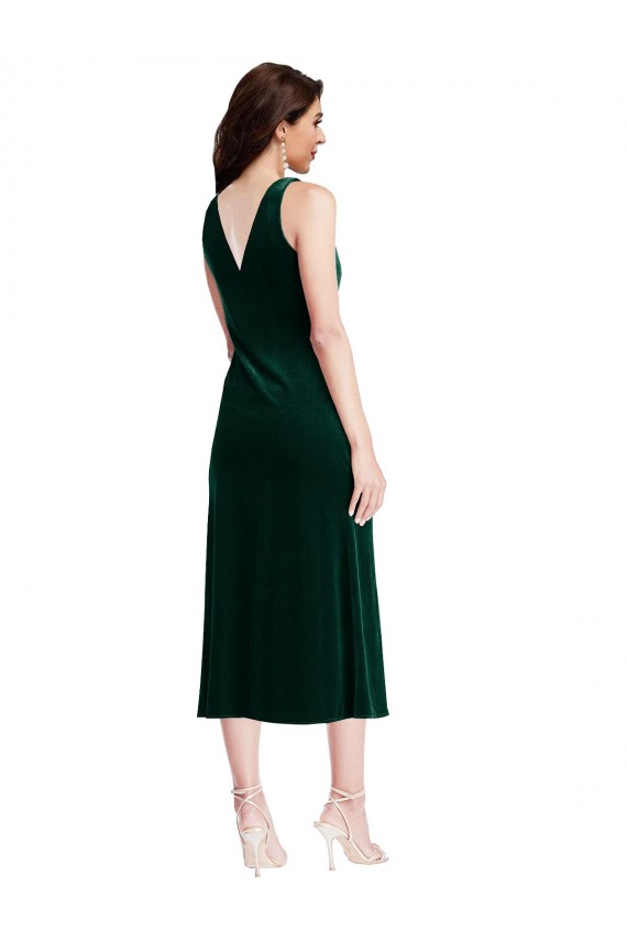 Achat Vert foncé Fourreau midi Velours Stretch Courte Robes demoiselle d'honneur / Robes de bal / Robes de cocktail
