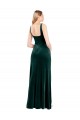 Achat Vert foncé Trapèze Col Carré Velours Stretch Longue Robes demoiselle d'honneur / Robes de bal